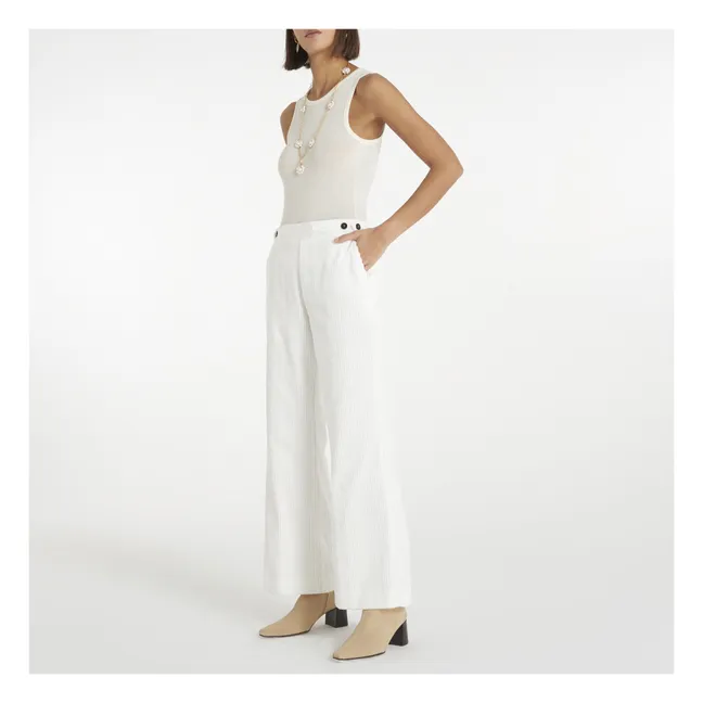 Flared Corduroy Trousers  | White