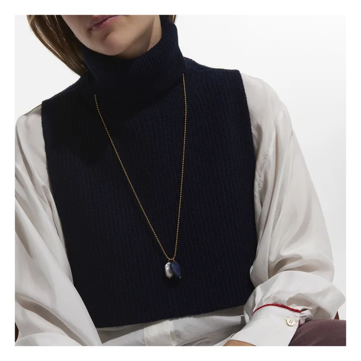 Heart and Baroque Stone Necklace | Midnight blue- Product image n°1