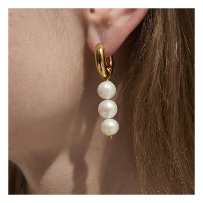 Boucles d'Oreilles Perles et Bouton | Orange