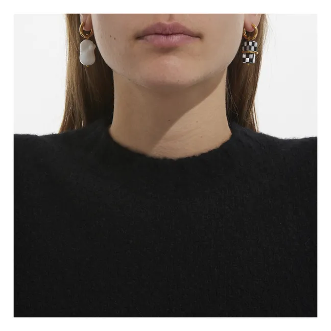 Boucles d'Oreilles Dés et Perle Baroque | Blanc