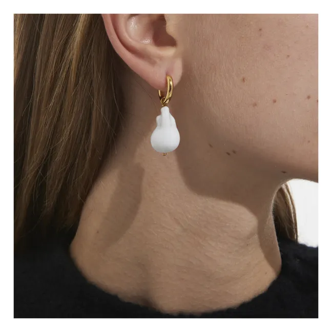 Boucles d'Oreilles Dés et Perle Baroque | Blanc