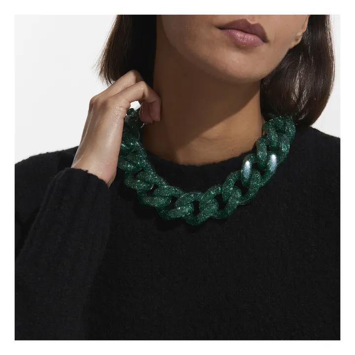 Halskette Flachkette | Grün- Produktbild Nr. 1