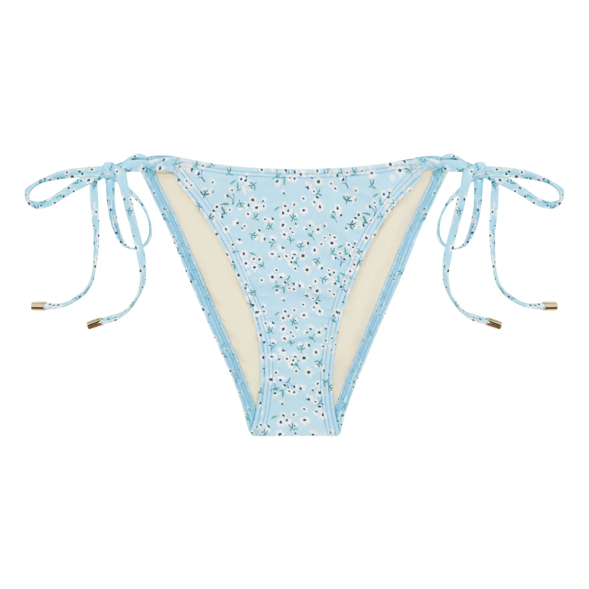 Peony Blue Paper Daisy Tie-Up Bikini Bottoms