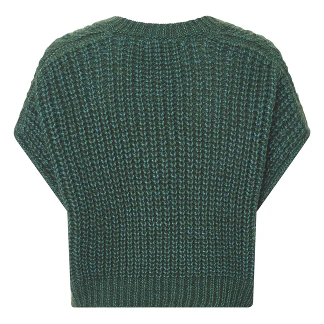 Ärmelloser Pullover mit V-Ausschnitt Alpaka | Smaragdgrün