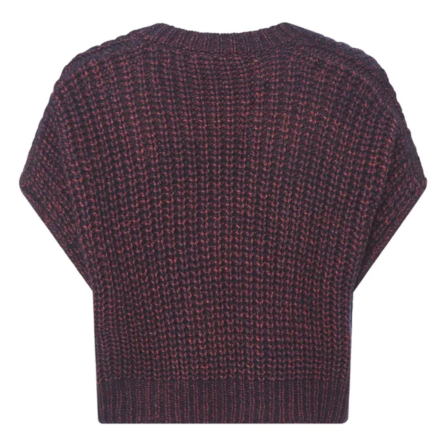 Ärmelloser Pullover mit V-Ausschnitt Alpaka | Pflaume