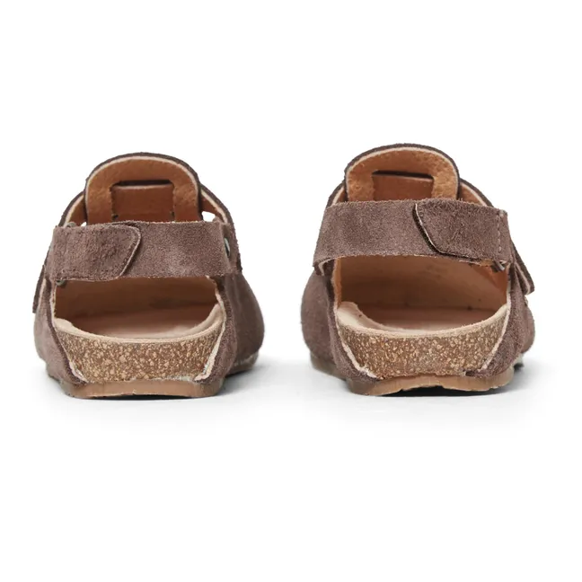 Zoccoli scamosciati con strap | Marrone