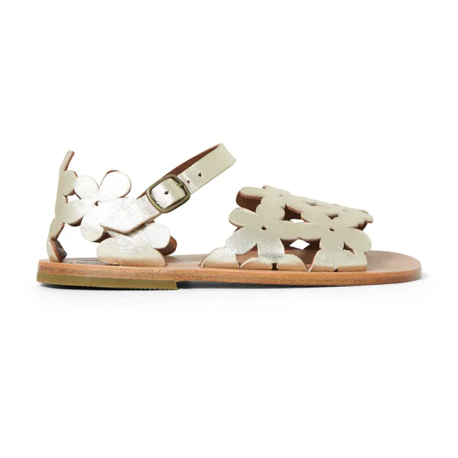 Floral Openwork Sandals | Gold