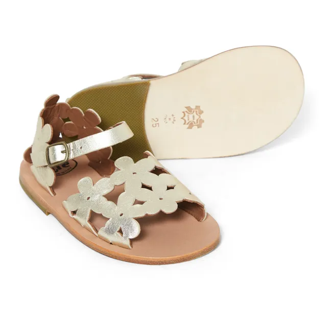 Floral Openwork Sandals | Gold