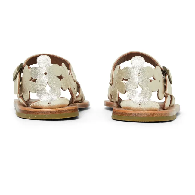 Floral Openwork Sandals | Gold