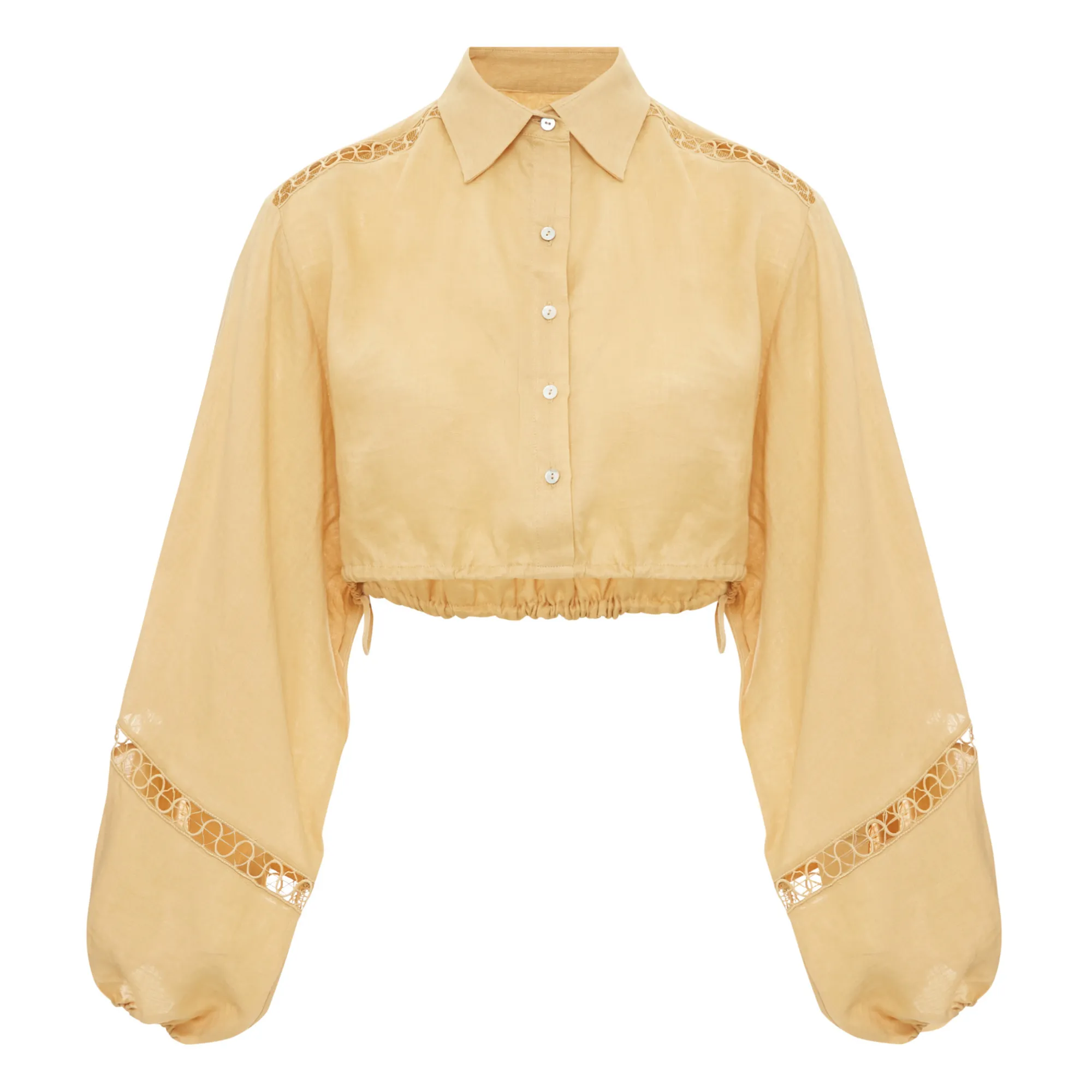 Boteh Yellow Crop Collar Blouse