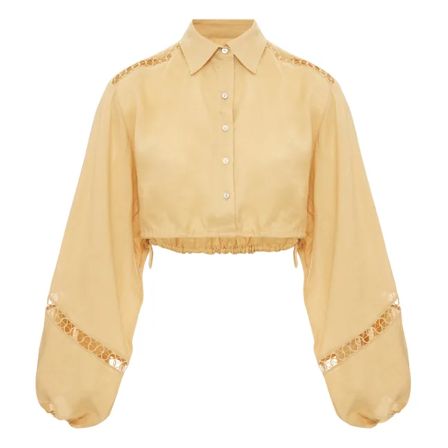 Camicetta crop con colletto | Giallo