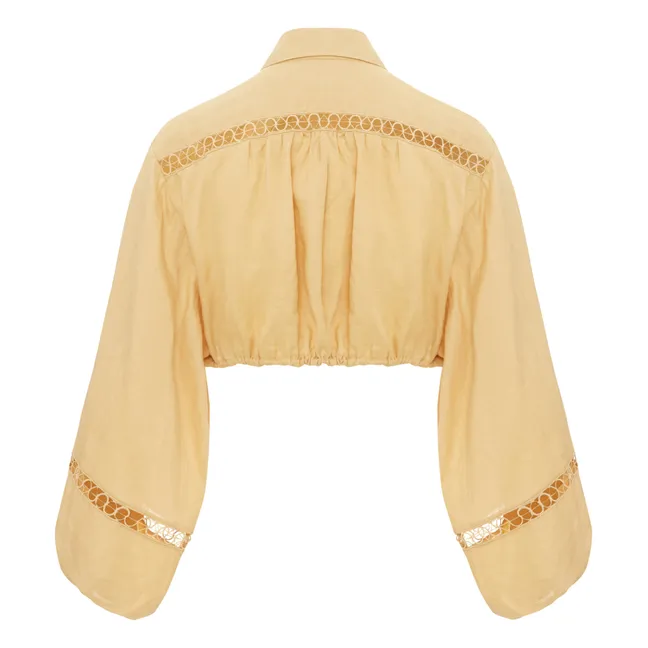 Camicetta crop con colletto | Giallo
