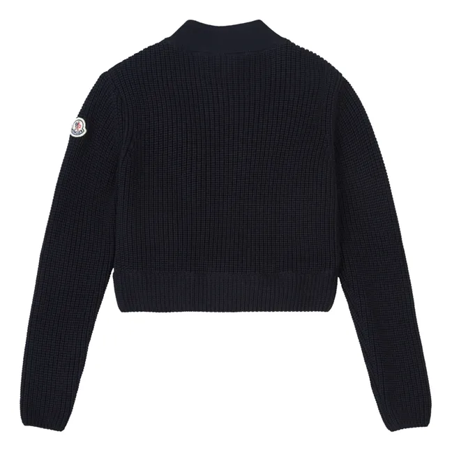 Strickjacke aus zwei Materialien | Navy