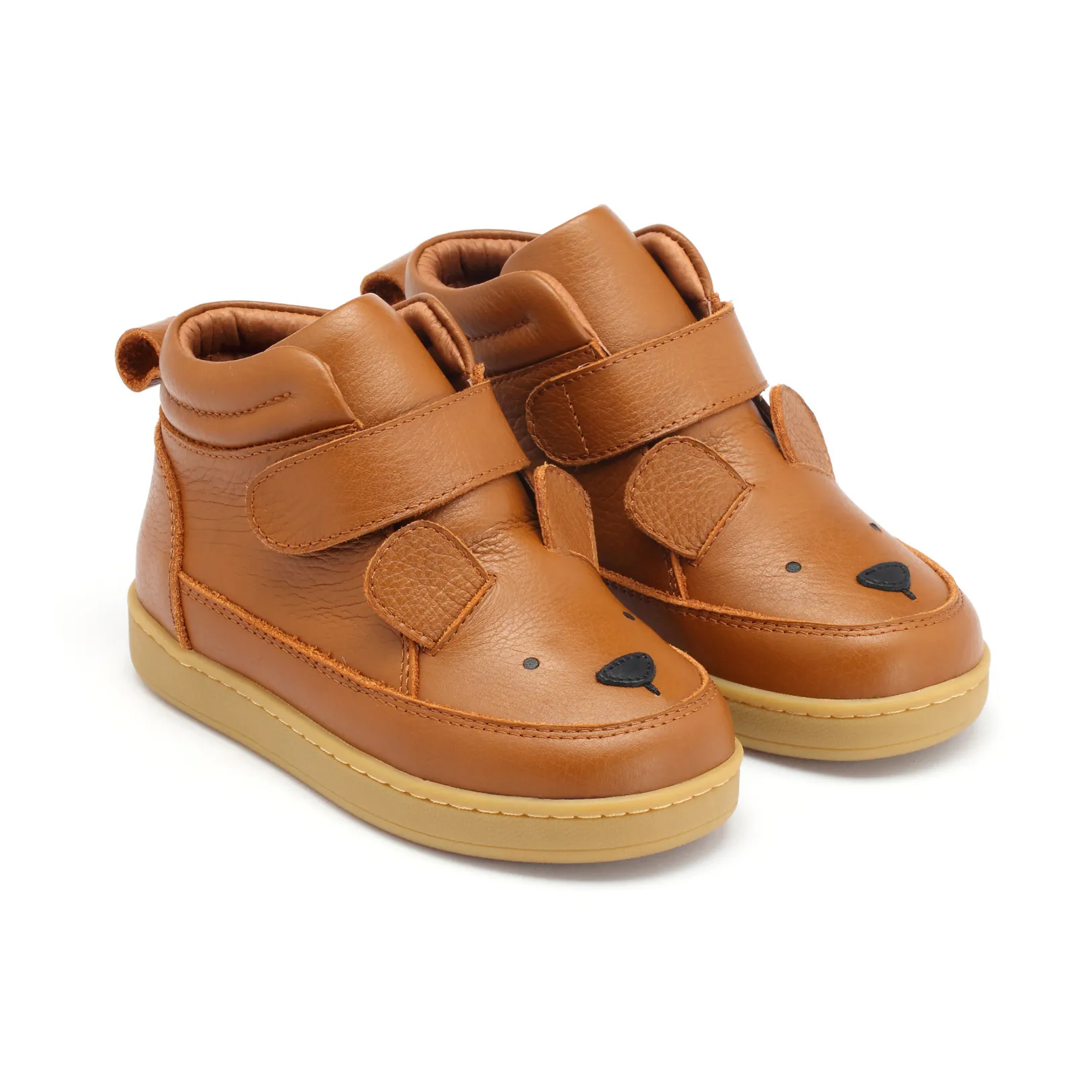 Donsje Cognac Mika Bear Velcro Sneakers