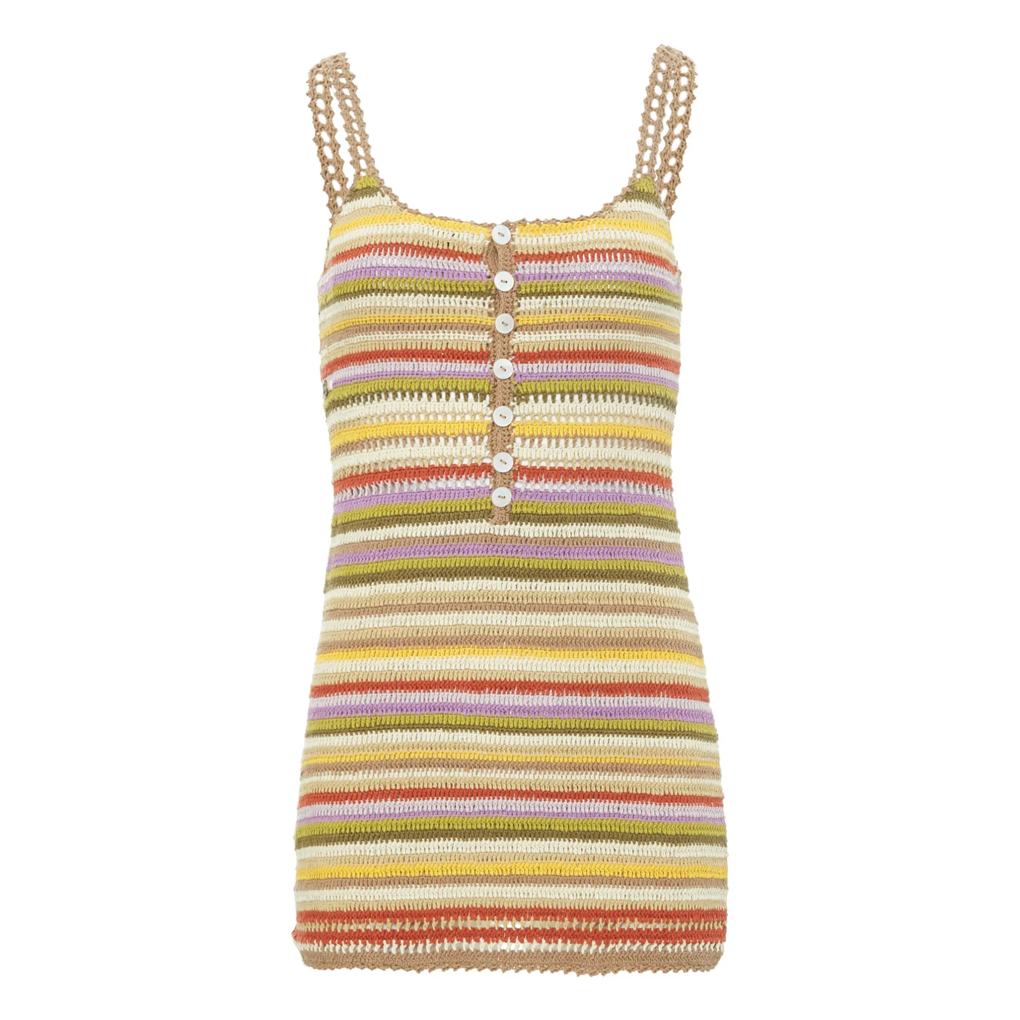 Rahi Crochet Mini Dress | Taupe brown
