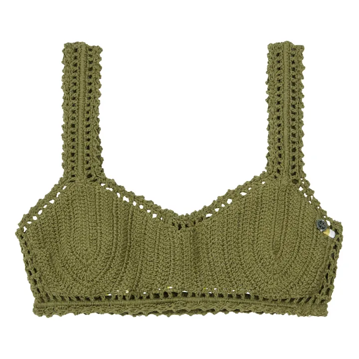 Haut de Maillot Essential Crop Crochet | Vert- Image produit n°0