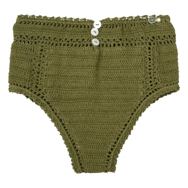 Bas de Maillot Taille Haute Essential Crochet | Vert