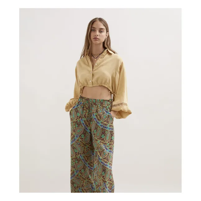 Camicetta crop con colletto | Giallo