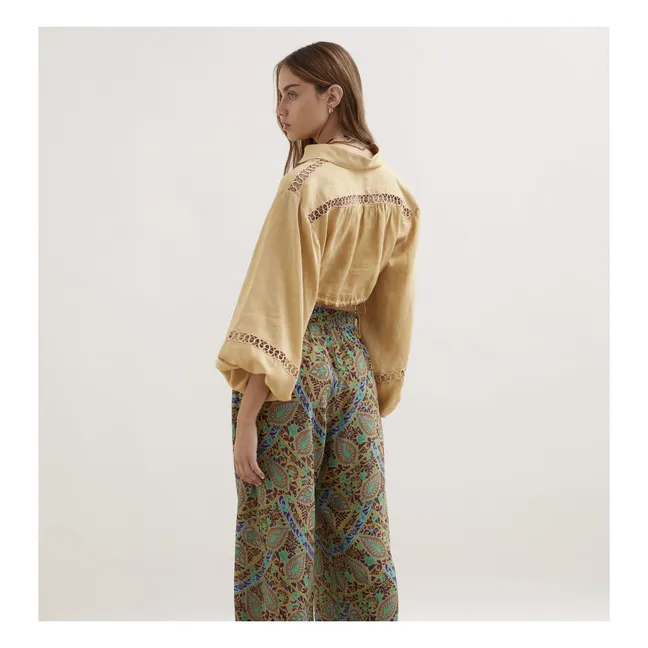 Camicetta crop con colletto | Giallo