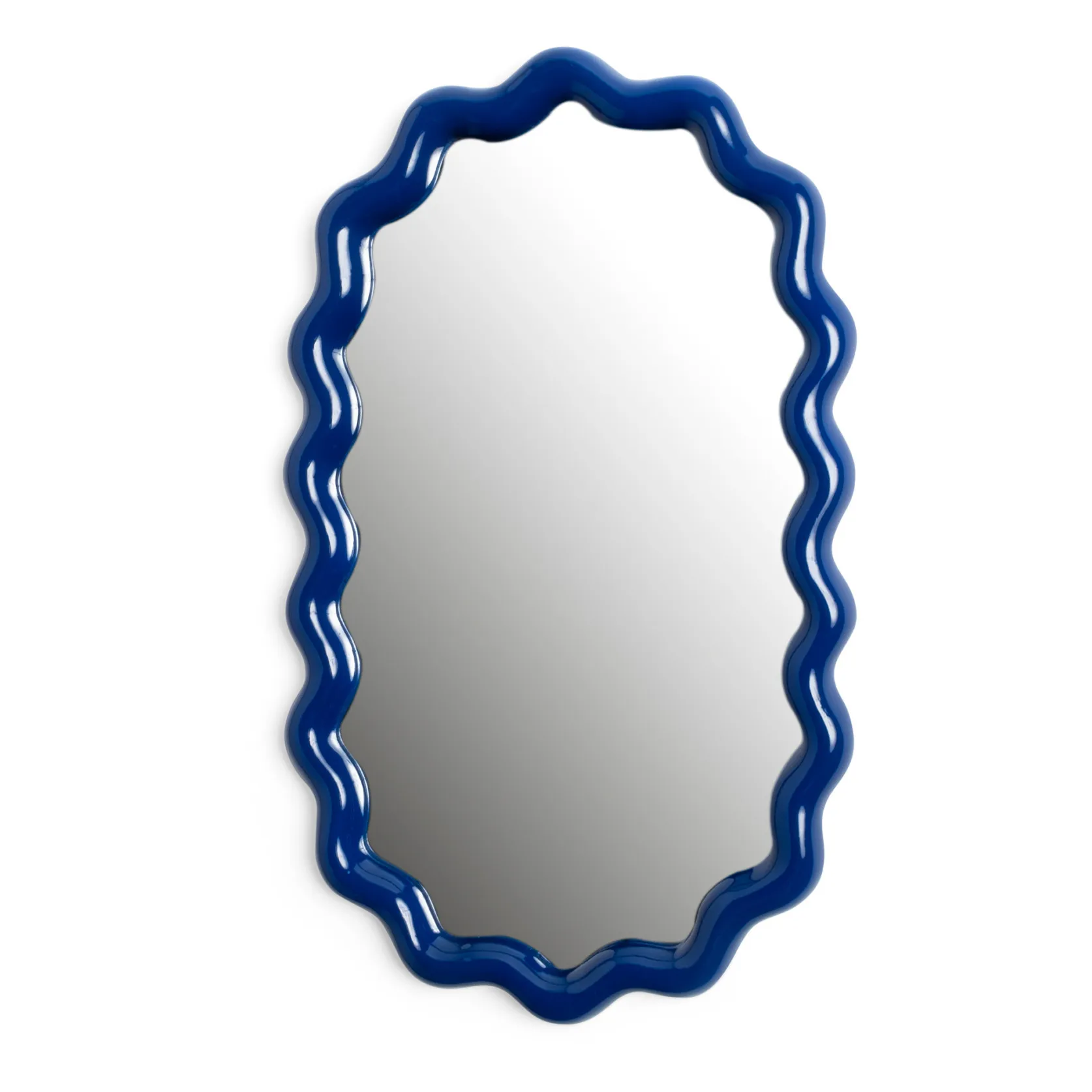 &Klevering Navy Blue Zigzag Oval Mirror