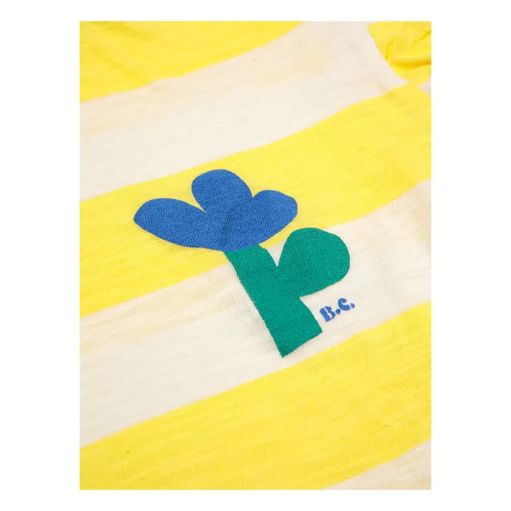 Camiseta a rayas de algodón orgánico flameado | Amarillo- Imagen del producto n°2