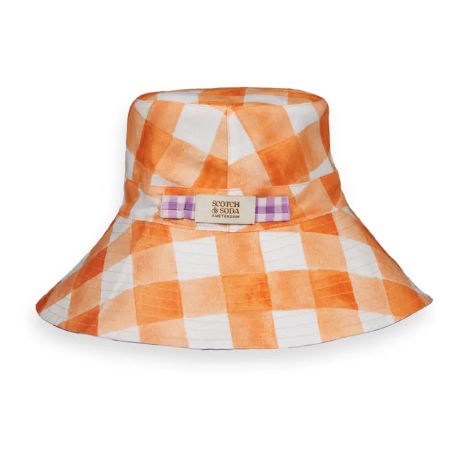 Reversible Checked Hat | Orange