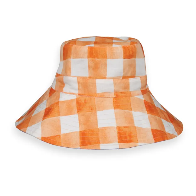 Chapeau Réversible Carreaux | Orange