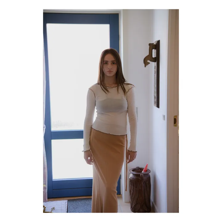Brig Organic Cotton Ribbed Wrap Skirt | Beige- Product image n°1