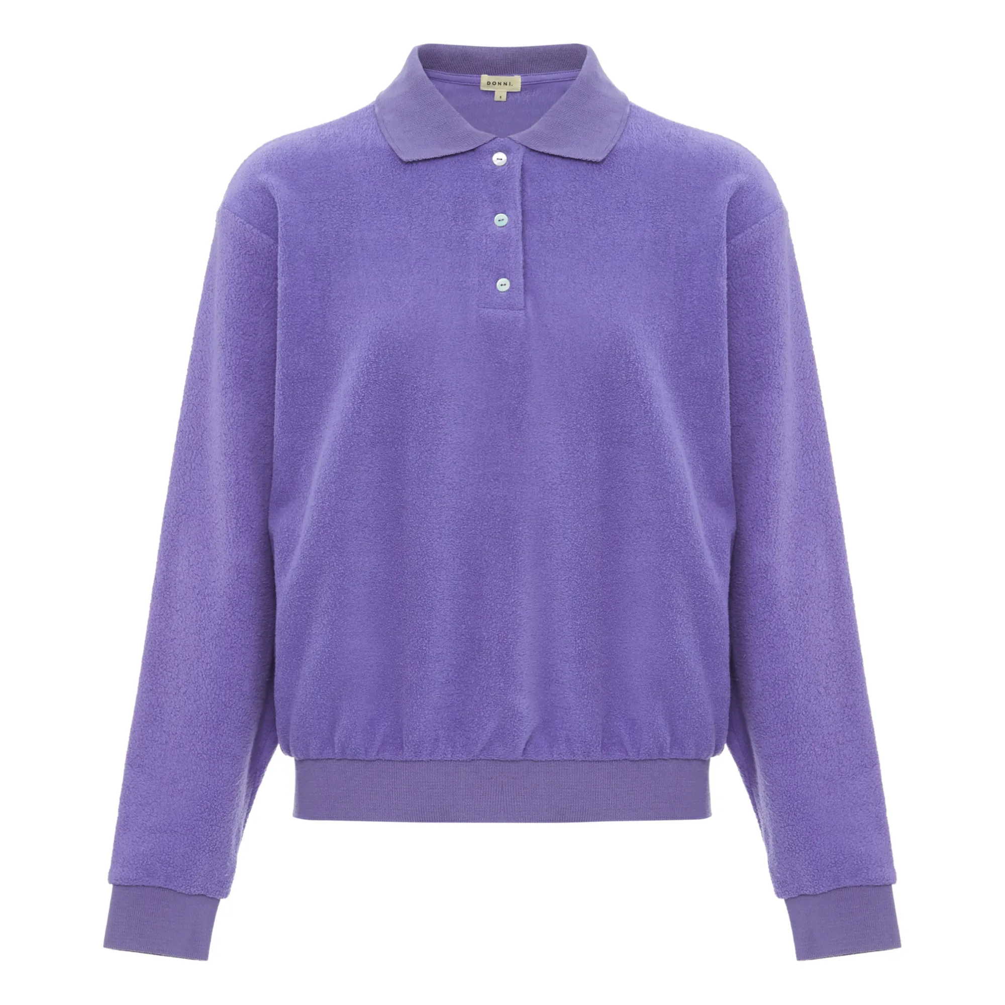 Donni Purple Terry Cloth Polo Sweatshirt