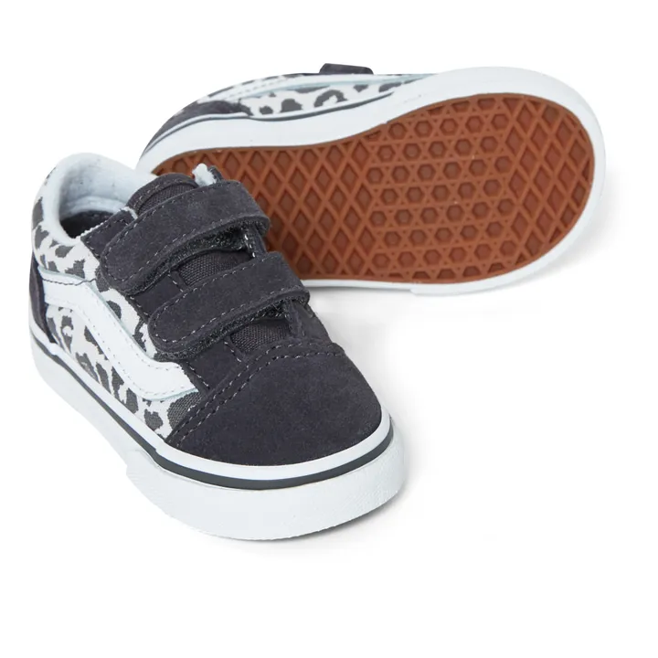 Old Skool V Leopard Print Velcro Sneakers | Charcoal grey- Product image n°1