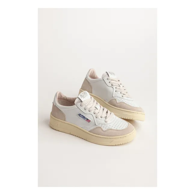Medalist Low-Top Leather/Suede Sneakers | White