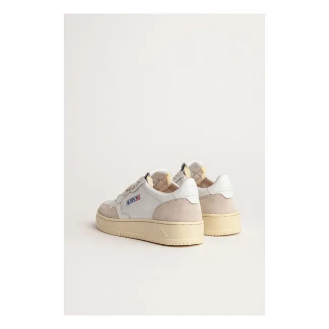 Medalist Low-Top Leather/Suede Sneakers | White