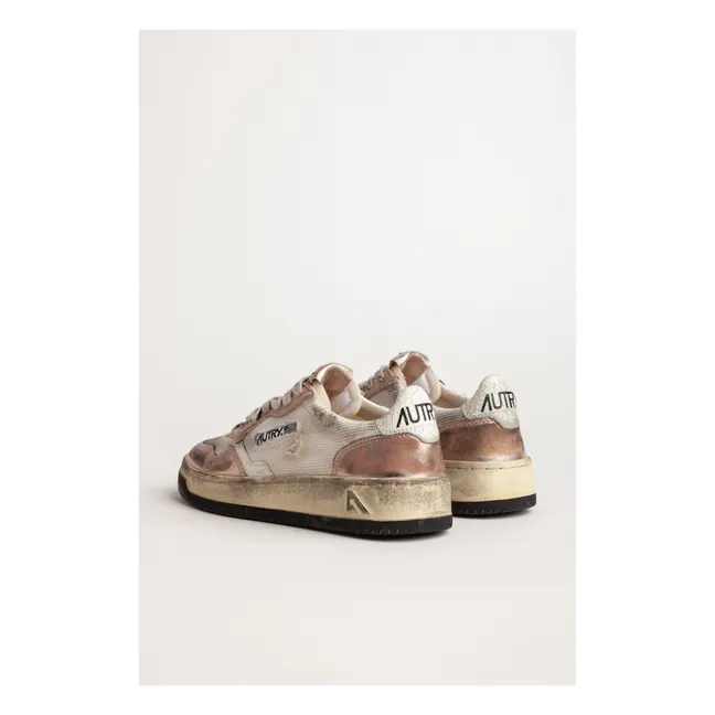 Mesh/Suede Super Vintage Low-Top Sneakers | Pink Gold