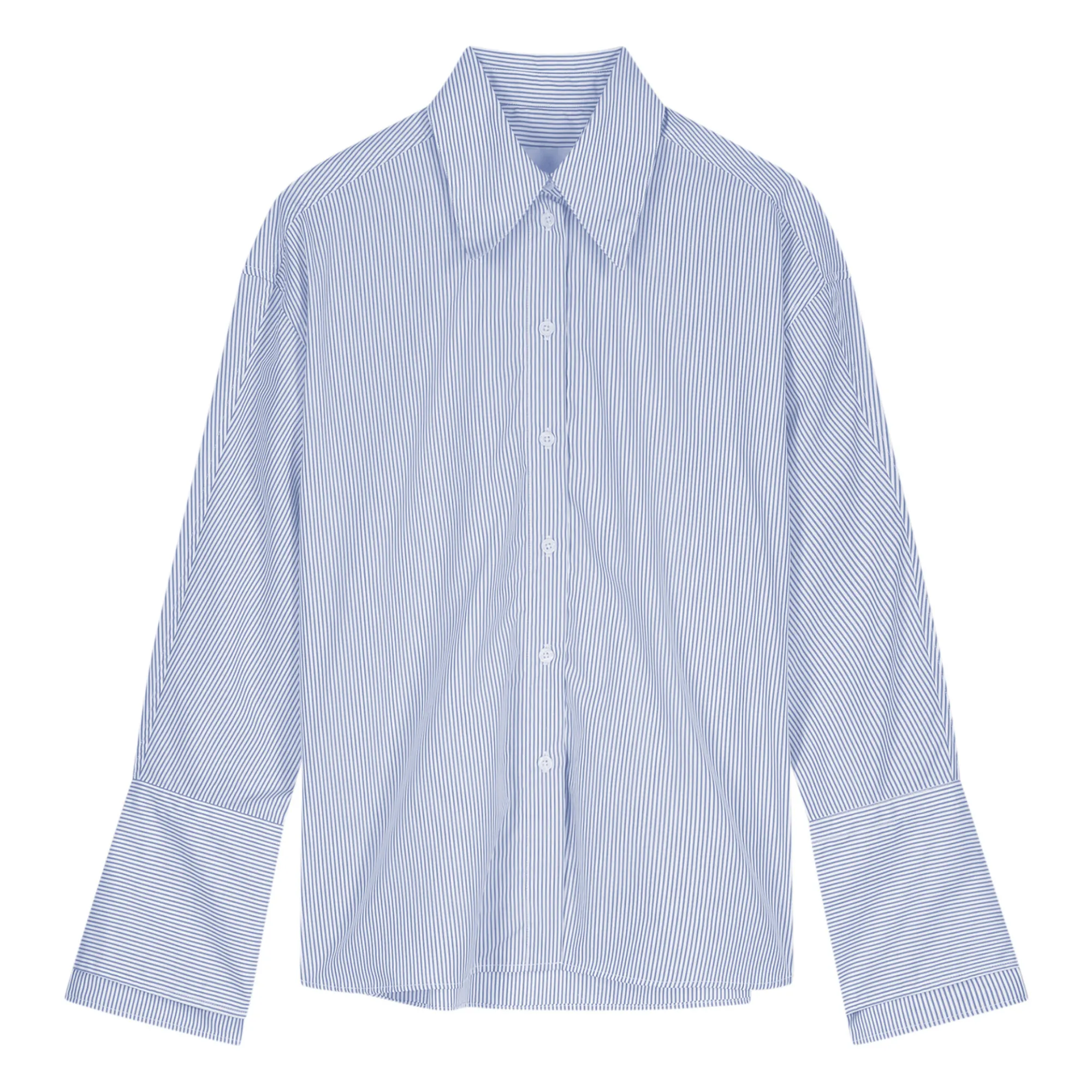 Róhe Women's Blue Double-Cuff Striped Shirt