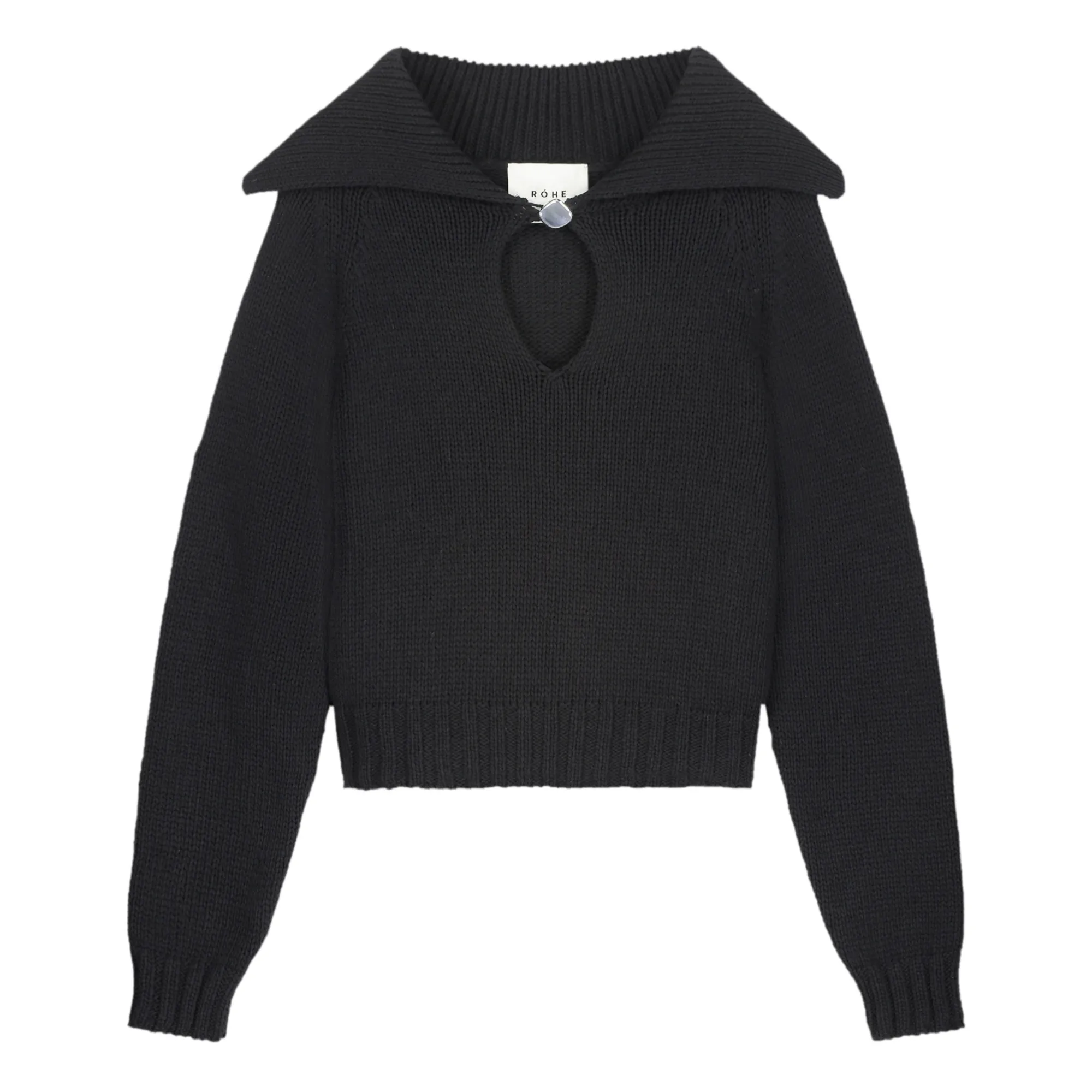 Róhe Women's Black Organic Cotton Polo Neck Jumper