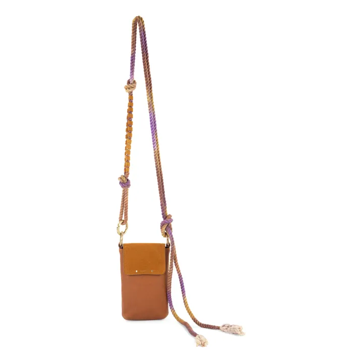Evalio Leather Cell Phone Bag | Camel- Product image n°0