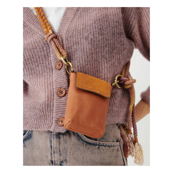 Evalio Leather Cell Phone Bag | Camel- Product image n°1