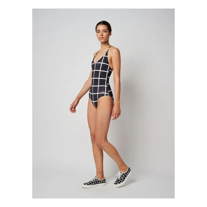 Checked One-Piece Swimsuit | Black- Product image n°3