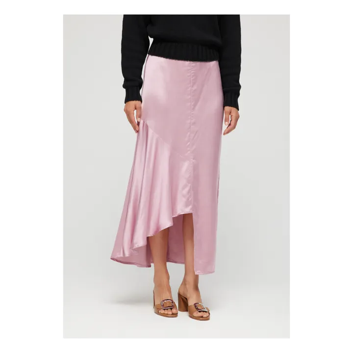 Satin Asymmetric Skirt | Pink- Product image n°3