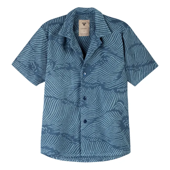 Wavy Cuba Terry Short Sleeved Shirt | Navy blue