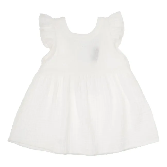 Robe Gaze de Coton Bio Broderie | Blanc