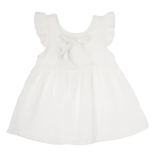 Robe Gaze de Coton Bio Broderie | Blanc