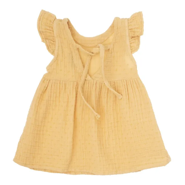 Vestido de gasa de algodón orgánico Gaze | Amarillo