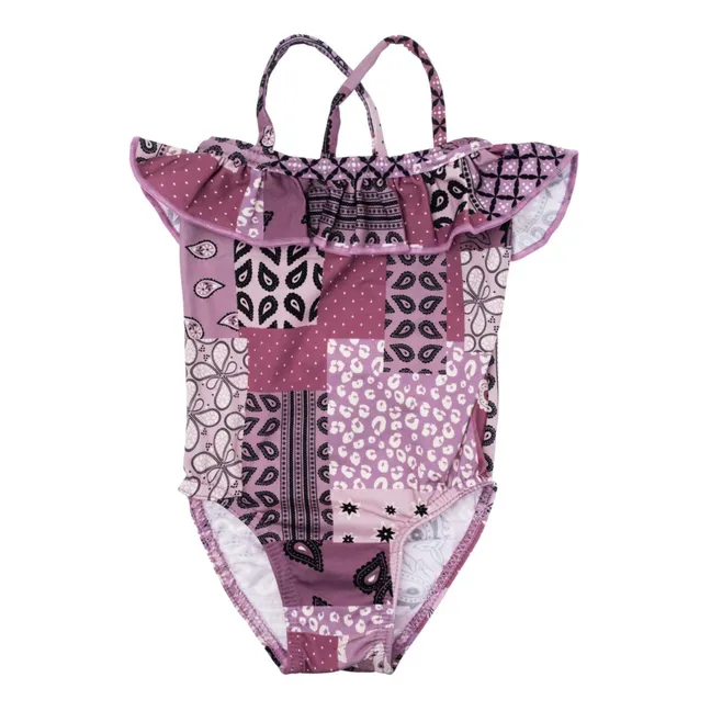 Maillot de Bain 1 Pièce Imprimé Bandana | Mauve