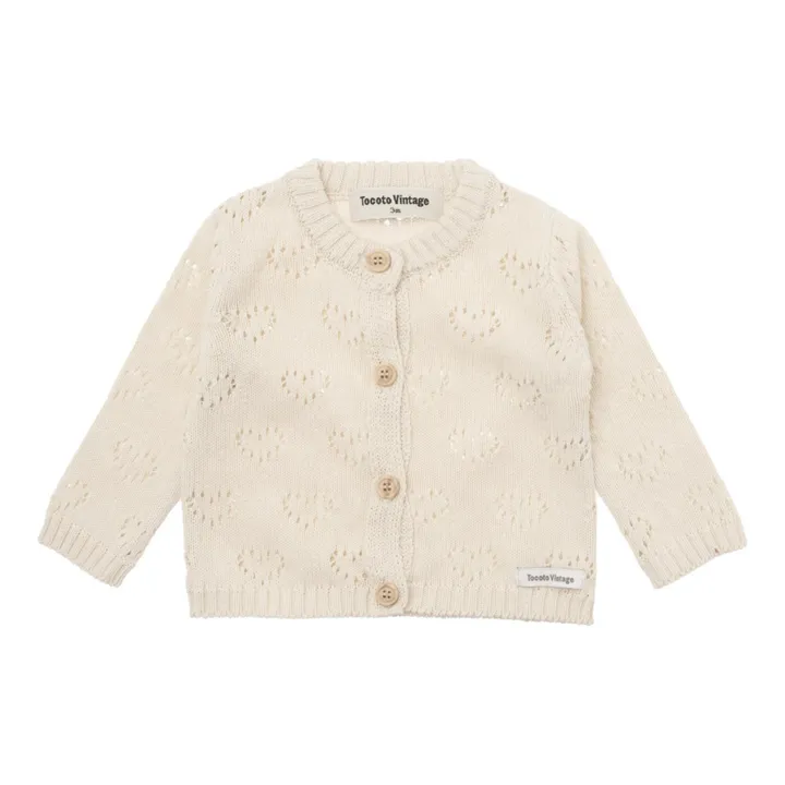 Women's openwork cardigan with heart print pajamas