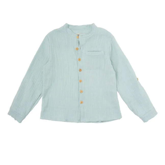 Camisa de gasa de algodón Lisa | Verde agua