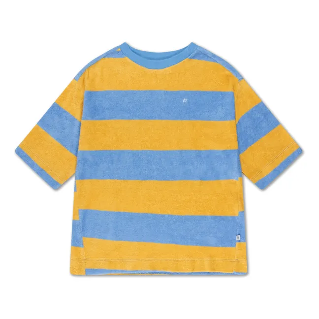 Short Sleeve Striped Terry Sweater | Yellow