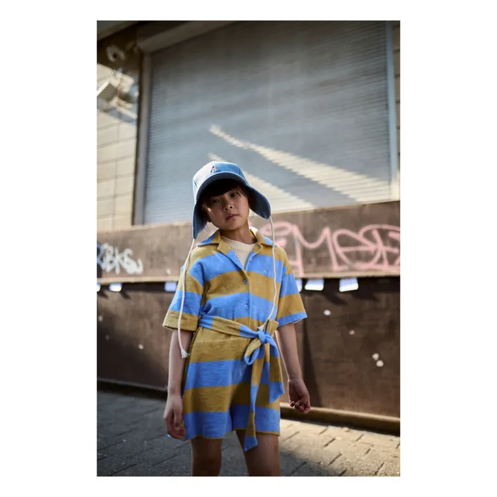 Terry Cloth Striped Playsuit | Blue- Product image n°3