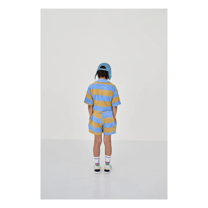 Terry Cloth Striped Playsuit | Blue- Product image n°6