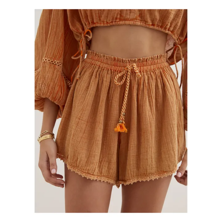 Phebe Cotton Muslin Shorts  | Yellow- Product image n°3